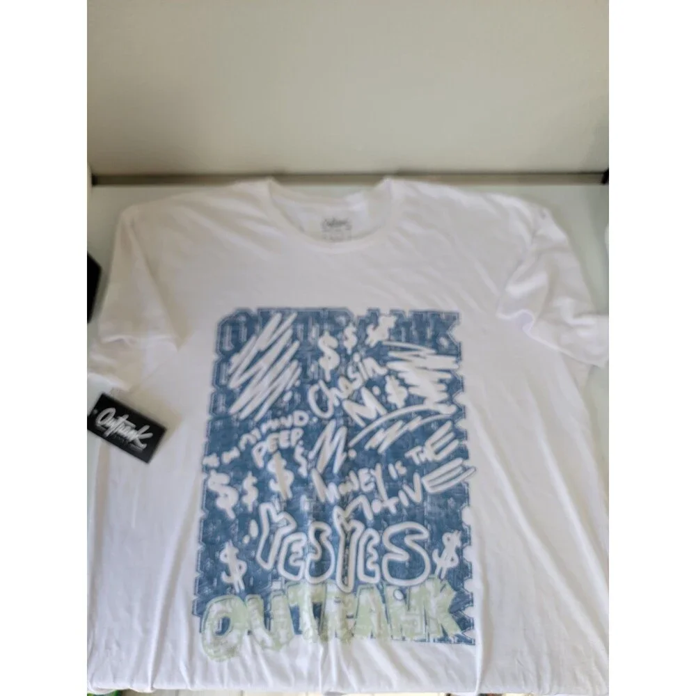 Outrank Brand Chasin M's Graphic T-Shirt White Size L NWT - Picture 7 of 8